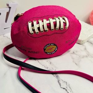 Betsey Johnson Metallic Pink Faux Leather Tackle Me Kitsch Football Bag
